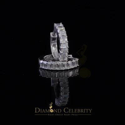 1.66ct Moissanite Baugutte White 925 Sterling Silver Women's Hoop Earrings - Image 1 of 4