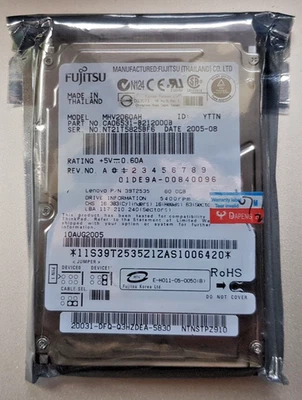 FUJITSU 60GB 2.5" IDE ATA/IDE PATA HARD DISK DRIVE LAPTOP POWERBOOK IBOOK G3 G4 - Image 1 of 4
