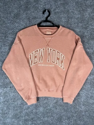 Sudadera Vintage American Eagle Para Mujer Rosa Mediana Nueva York Informal Foto 1 de 4