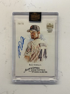 Serie Signature 2021 Topps Archives Roy Oswalt Auto Allen & Ginter recompra/76 Foto 1 de 2