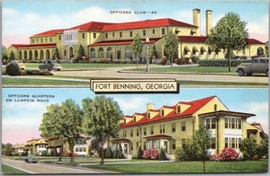 1940s FORT BENNING, Georgia Postcard OFFICERS CLUB & QUARTERS / Kropp Linen WWII - Picture 1 of 2