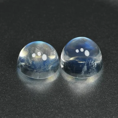 2.01 Ct [2 Pcs Perfect Pair] Round 6.1 MM 100% Natural Blue Flashing MOON STONE - Image 1 of 4