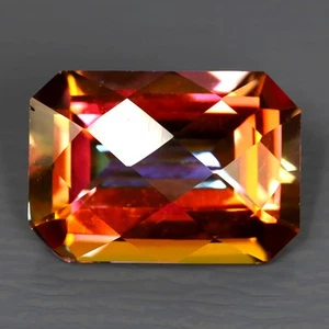 8.94 ct Sparkling Emerald Shape (14 x 10mm) Multi Color Twilight Topaz Gemstone - Picture 1 of 2