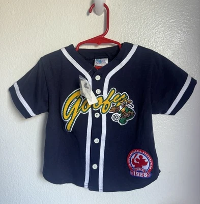 Camiseta deportiva de béisbol vintage de los 90 Disneyland Resort Goofy azul marino con botones talla 24 meses Foto 1 de 4