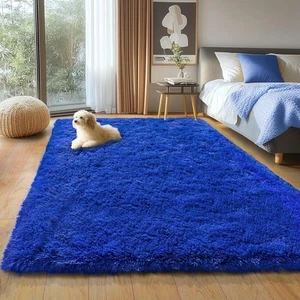 Blue Fluffy Area Rug for Bedroom, 4x5.9 Feet Shag Rugs Feet, - Picture 1 of 7