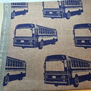 Etsuko Furuya echino Bus Print Fabric 110×55cm Cotton Quilting Rare Collectible - Picture 1 of 3