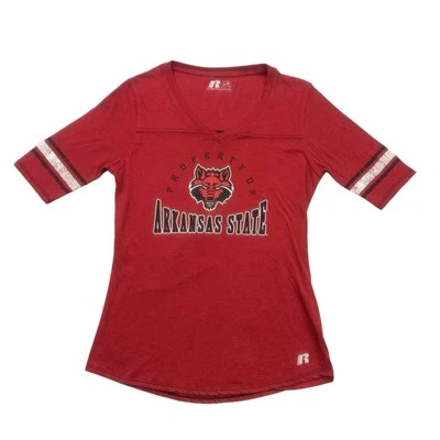 Arkansas State Red Wolves Shirt Womens Large L Short Sleeve V Neck Russell - Image 1 of 4