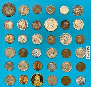 Estate Lot of 36 US Coins ~ 1846 Large Cent, Silver Coins, Buffalo Nickels &More - Picture 1 of 11