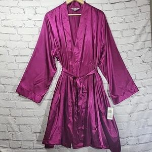 Morgan Taylor Intimates Satin Bedroom Robe Womens Sz XXL Raspberry Purple New - Picture 1 of 10