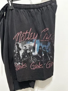 Conjunto de camiseta + pantalones cortos vintage de los años 80 Motley Crue niñas puntada única - Imagen 1 de 17