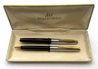 Conjunto Vintage Waterman Francia Pluma Estilográfica + Bolígrafo Francia Oro 18K Nuevo en Caja Foto 1 de 4