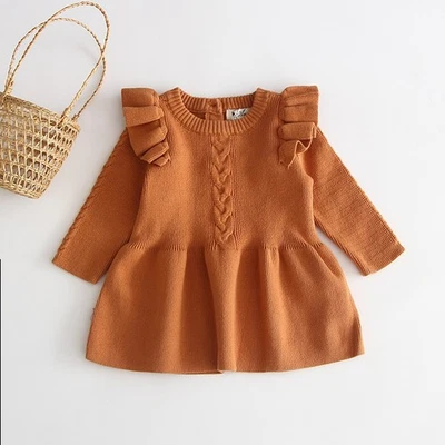 Vestido suéter de outono de malha para bebês meninas Laurenza's - Imagem 1 de 4