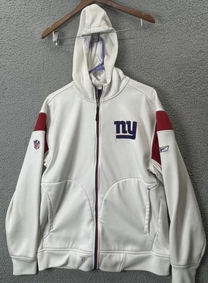 🔥 Reebok NFL On Field Cremallera Completa Blanca Sudadera con Capucha New York Giants Para Hombre M Foto 1 de 4