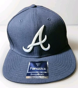 Atlanta Braves Fanatics Mütze marineblau Druckknopflasche verstellbar großes Logo flacher Schirm neu mit Etikett - Bild 1 von 6