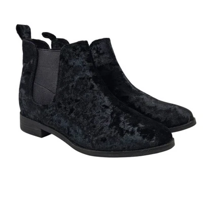 NUEVO CON ETIQUETAS TOMS Mujer Talla 7.5 Ella Negro Terciopelo Aplastado Chelsea Botines Sin Caja Foto 1 de 4