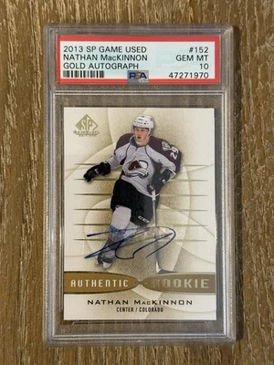 2013 SP Game Used Gold Nathan MacKinnon PSA 10 GEM MT Rookie Auto Avalanche - Image 1 of 2