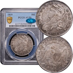 1819 Capped Bust Half Dollar 50c PCGS AU50 CAC - Picture 1 of 5