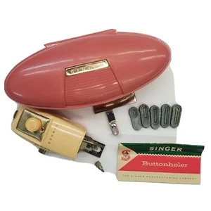 Juego de ojales vintage Singer retro rosa carcasa 5 plantillas antiguas - Imagen 1 de 11