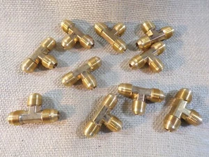 BRASS "T" FITTING 3/8 X 3/8 X 3/8 FL BAG IF 10 - Picture 1 of 3