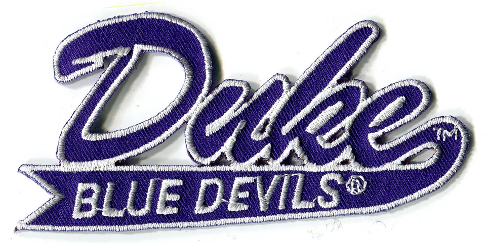 DUKE BLUE DEVILS NCAA COLLEGE VINTAGE 4" SCRIPT LOGO TEAM PATCH - Image 1 of 1