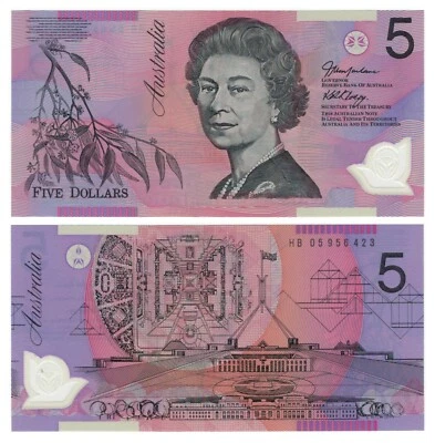 Australia 5 Dollars (2005) - QEII/Parliament Houses/p57c, B225c UNC - Image 1 of 3