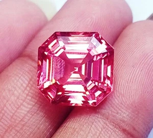 Natural Morganite 18.20 Ct Asscher Shape Certified Loose Gemstone - Picture 1 of 7