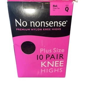 6 Pair No Nonsense Plus Size Nylon Knee Highs YJ1 Black Queen Opened Box READ - Picture 1 of 4