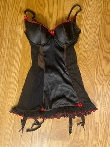 Seduction Fredricks Of Hollywood Black Red Lingerie W/ Garter Straps Size Small - Picture 1 of 4