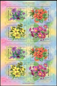 Russia-2023. Series “Flora of Russia. Primroses». Mini-sheet - Picture 1 of 1