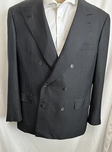 Brioni Black Double breasted Jacket Sz 52/42 Peak Lapel - Picture 1 of 11
