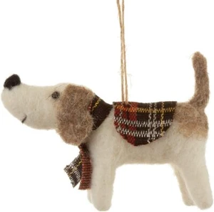Sass and Belle Felt Tartan Dog Christmas Tree Decoration With Rustic Twine - Picture 1 of 1