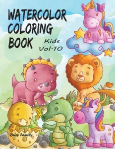 Watercolor Coloring Book Kids: (Vol. 10) 6 ADORABLE Coloring Pages+6 Inspiring R - Picture 1 of 2