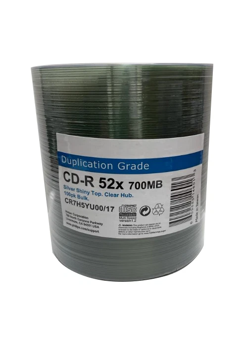 PHILIPS 1000 pk CD-R CD Silver Shiny Top 52X 700MB Blank Disc 10x100pk - Image 1 of 3