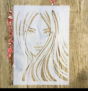 Reusable Plastic Stencil for DIY Painting - Beautiful Girl Design, Art & Crafts - Picture 1 of 1