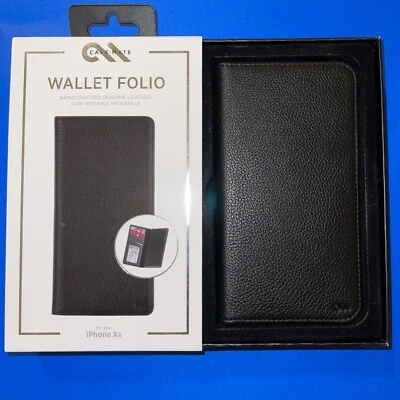CaseMate Wallet Folio Case—for iPhone XR—Black Genuine Pebbled Leather - Image 1 of 3
