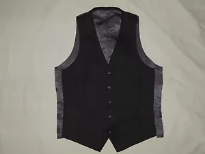 Dark Gray Solid Wool Blend Men Waistcoat Vest Size XS - Picture 1 of 5