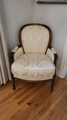 Beautiful Flexsteel Occasional Chair Cream Damask Wood - Image 1 of 4