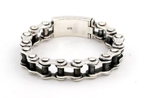 8 " 88g Pesante Motociclista Catena Argento Sterling Massiccio 925 Uomo - Foto 1 di 10