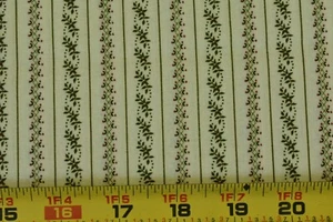 33" Long, Vintage, Olive-Green Stripes on Yellow Quilt Cotton, P5117 - Picture 1 of 4