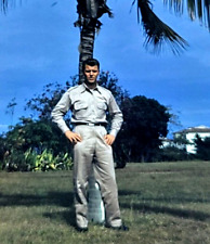 USN Officer in Uniform on Guantanamo Bay Red Border Kodak 35mm PhotoSlide vtg