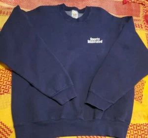 Vintage 80er XL Sports Illustrated Embroidered Blue Fruit Of The Loom Sweat Shirt  - Bild 1 von 4