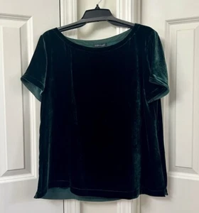 Eileen Fisher Silk Velvet Boat Beck Short Sleeve Boxy Blouse, Size-M - Picture 1 of 4
