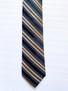 Krawatte schwarz braun Perry Ellis Portfolio Herren Krawatte Streifen 100% Seide 3,25-58 - Bild 1 von 7