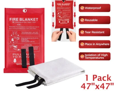 FIRE BLANKET Fiberglass Emergency Home Car Retardant Prepared 47'x47'' Large - Image 1 of 4
