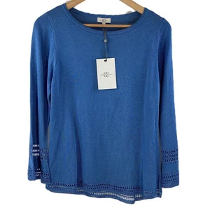 Country Casuals Blue Fine Knit Scalloped Edge Jumper S NWT £60 - Picture 1 of 7