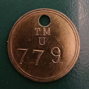 Zeche Grube Karo/Tally Markiert T.M U 779 & R.V. Co T.M auf Rückseite - Bild 1 von 2