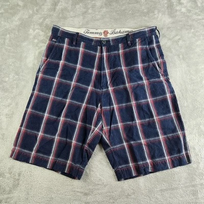 Pantalones Cortos Tommy Bahama Para Hombre 34x10 Azul Marino Cuadros Mezcla de Lino Paradise Nation Playa Foto 1 de 4