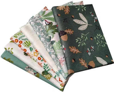 Paquete de 7 piezas de tela acolchada floral verde 100 % algodón 18x22 pulgadas Foto 1 de 4