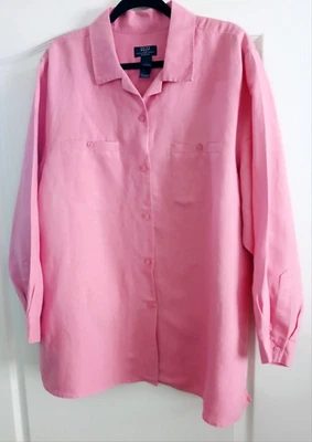 CRAZY HORSE de LIZ CLAIBORNE talla '3' 2X Top rosa con botones manga larga Foto 1 de 4