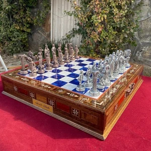 Handcrafted 15" Chess Set | Antique Crusaders Design | Christmas Gift Idea 🎁 - Picture 1 of 15